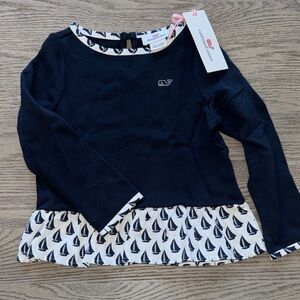 Vineyard Vines Kids Black Sailboat Long Sleeve dress or shirt